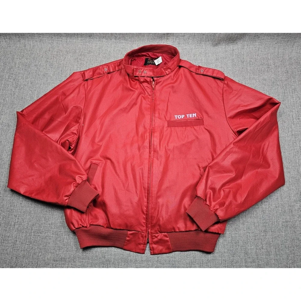 Vintage Dunbrooke Jacket Mens XL Red Satin Bomber Sparkle City Rod Run 80s 1989